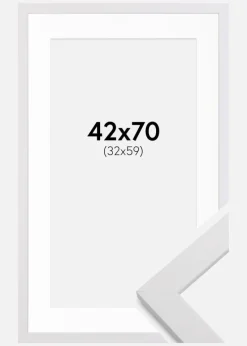 Ramme White Wood 42x70 cm - Passepartout Hvid 33x60 cm