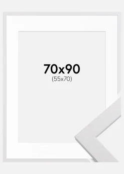 Ramme White Wood 70x90 cm - Passepartout Hvid 56x71 cm