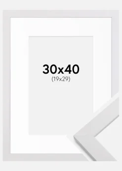 Ramme White Wood 30x40 cm - Passepartout Hvid 20x30 cm