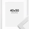 Ramme White Wood 40x50 cm - Passepartout Hvid 12x16 inches