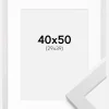 Ramme White Wood 40x50 cm - Passepartout Hvid 30x40 cm