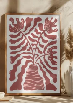 Red Flowers In a Vase Plakat (21x29.7 cm (A4))