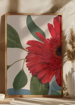 Red Gerbera Daisy Detail2 Plakat (21x29.7 cm (A4))