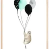 Sloth With Balloons Plakat (21x29.7 cm (A4))