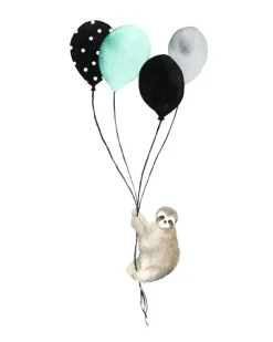 Sloth With Balloons Plakat (21x29.7 cm (A4))
