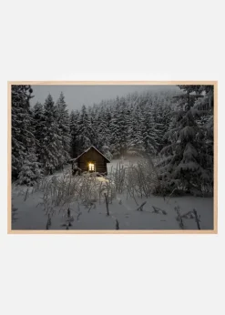 Sommerhus i vinterfrakke Plakat (30x40 cm)