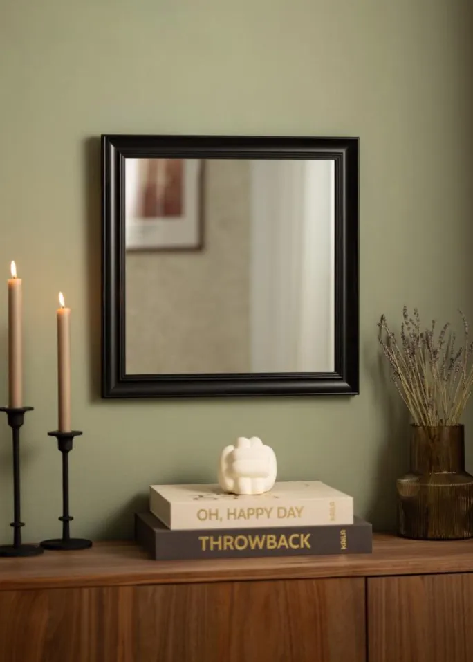 Spejl Alice Sort 48x48 cm