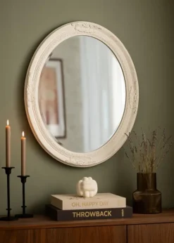 Spejl Antique Hvid Oval 63x73 cm