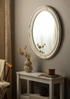 Spejl Antique Hvid Oval 63x73 cm