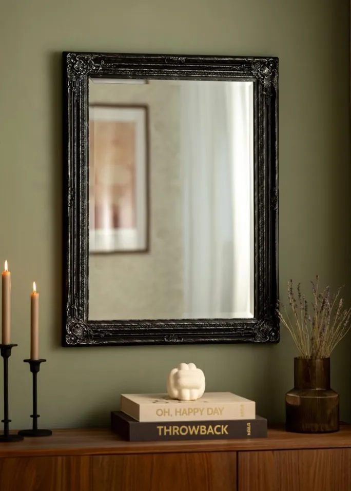 Spejl Antique Sort 62x82 cm