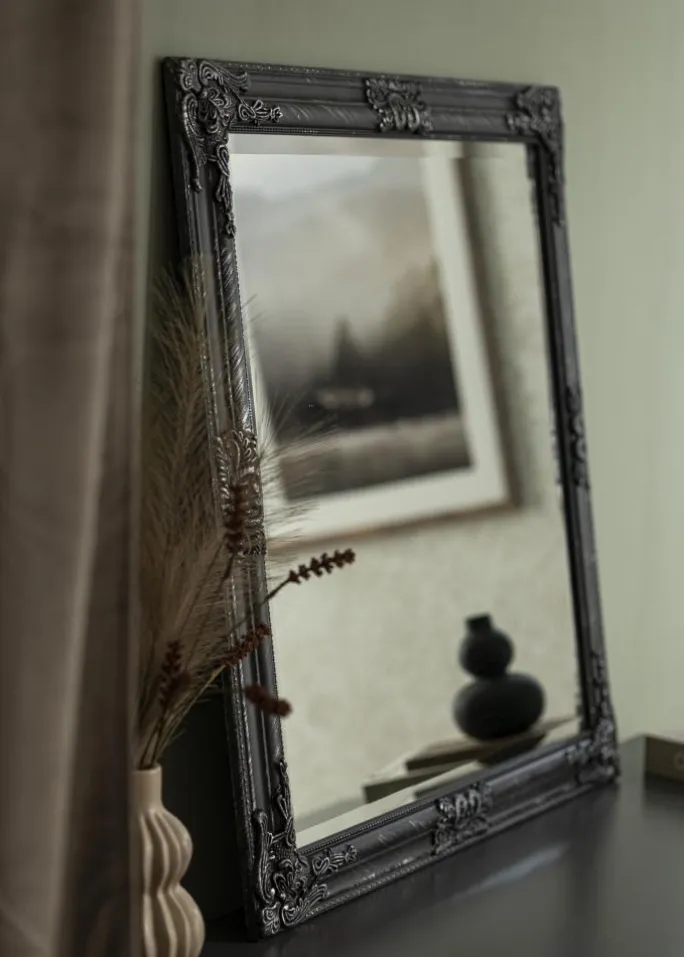 Spejl Bologna Sort 80x80 cm