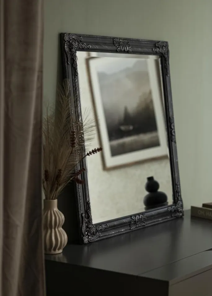 Spejl Bologna Sort 80x80 cm