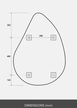 Spejl Droplet Grå 65x90 cm