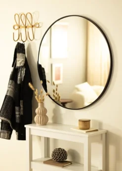 Spejl Madrid Sort 80 cm Ø