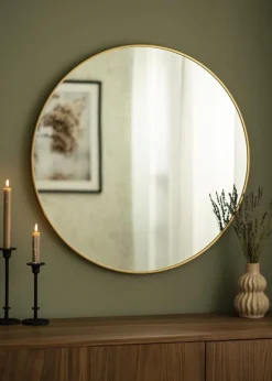 Spejl Modern Guld 80 cm Ø
