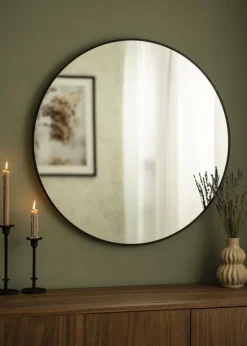 Spejl Modern Sort 80 cm Ø