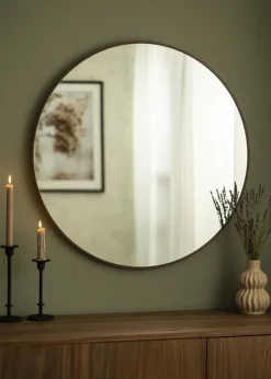 Spejl Modern Valnød 80 cm Ø
