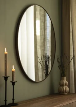 Spejl Modern Valnød 80 cm Ø