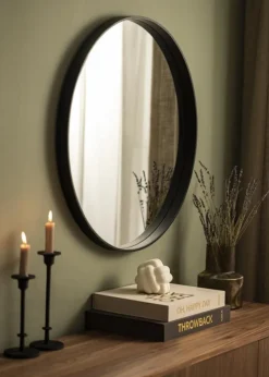 Spejl Reflection Sort 70 cm Ø