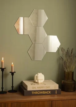 Spejl Sæt Hexagon 18x21 cm - 5 Stk.