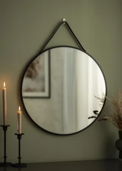 Spejl Trapani Sort 60 cm Ø