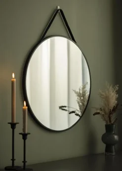 Spejl Trapani Sort 60 cm Ø