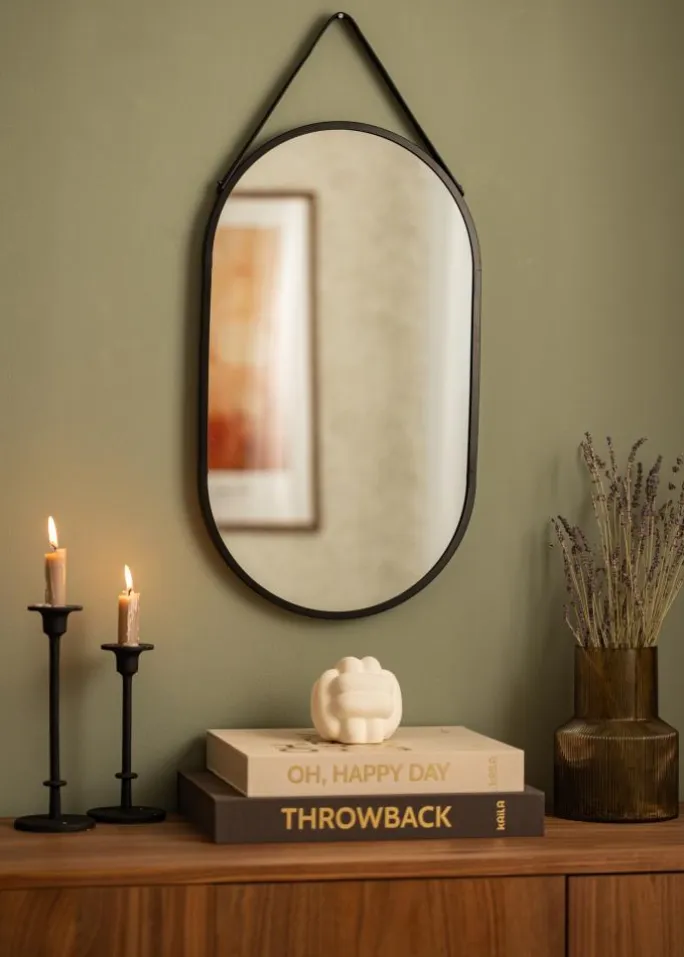 Spejl Trapani Sort 35x60 cm