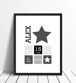 Star Birth Poster Grey (21x29,7 cm (A4))