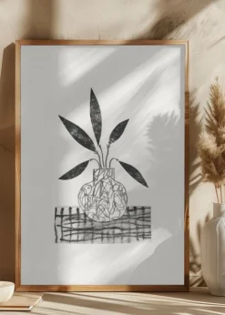 Still Life With a Vase and Five Leaves Plakat (21x29.7 cm (A4))