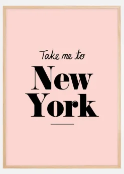 Take me to New York - Pink Plakat (21x29.7 cm (A4))
