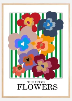 The Art Of Flowers Green Stripe Plakat (21x29.7 cm (A4))