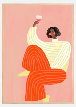 The Woman with the glass of wine Plakat (21x29.7 cm (A4))