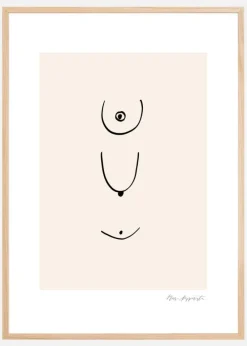 Thin lines - Beige Plakat (21x29.7 cm (A4))