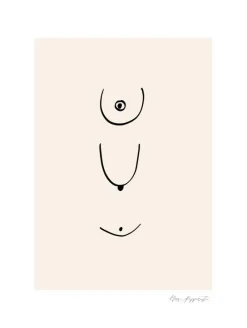 Thin lines - Beige Plakat (21x29.7 cm (A4))