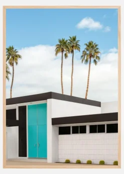 Turquoise Blue Doors on a Modern Home Plakat (21x29.7 cm (A4))