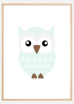 Ugle Solo - Isblå Plakat (30x40 cm)