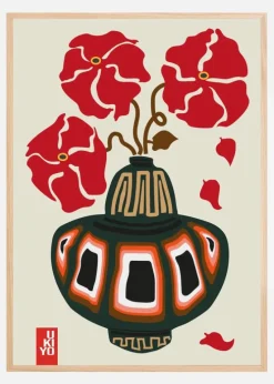 Ukiyo Vase Flower Greige Plakat (21x29.7 cm (A4))