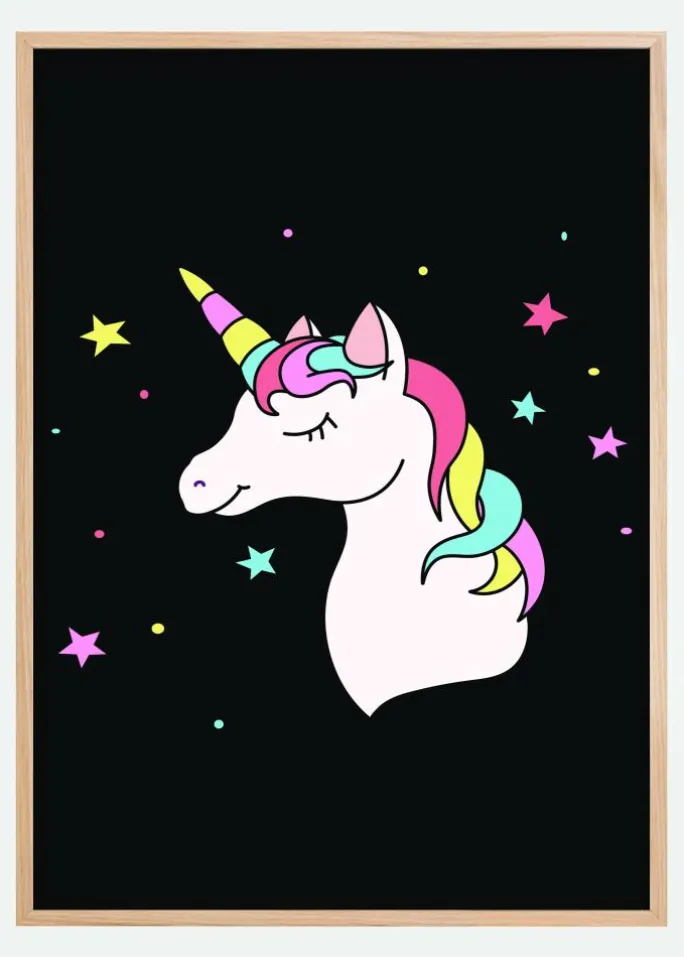 Unicorn Black Plakat (21x29.7 cm (A4))