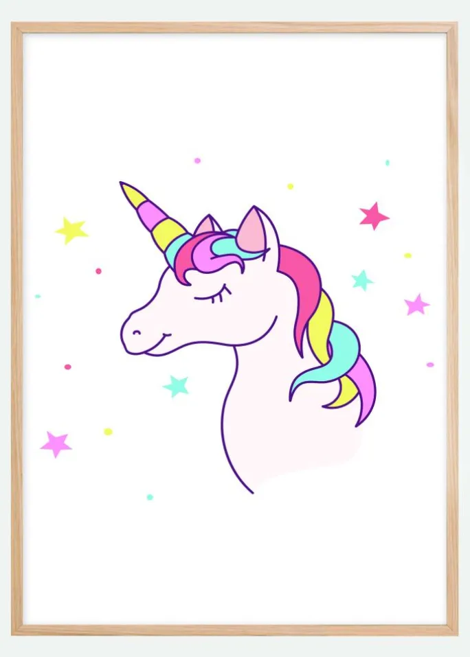 Unicorn White Plakat (21x29.7 cm (A4))