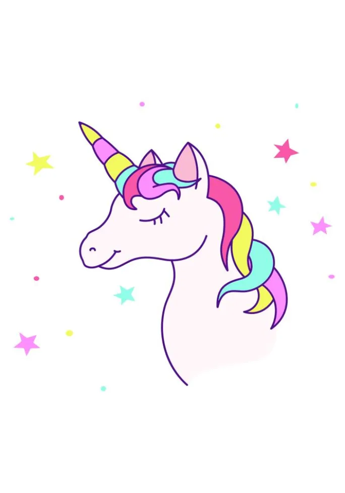 Unicorn White Plakat (21x29.7 cm (A4))