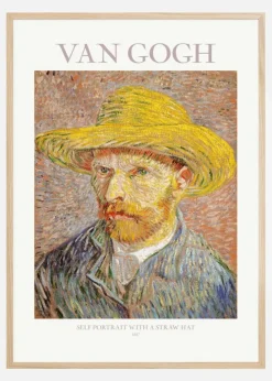 VAN GOGH - Self Portrait With Straw Hat Plakat (21x29.7 cm (A4))