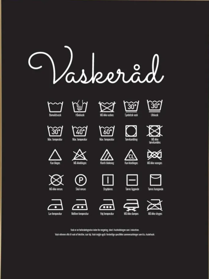 Vaskeråd - Sort Plakat (21x29.7 cm (A4))