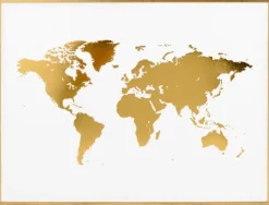 Verdenskart i Gull - Foliert Plakat (30x40 cm)