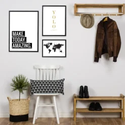 Verdenskort - Sort Plakat (21x29.7 cm (A4))