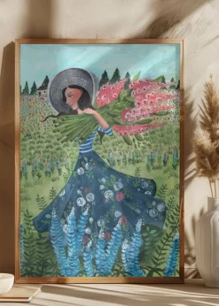 Walking with fieldflowers Plakat (21x29.7 cm (A4))