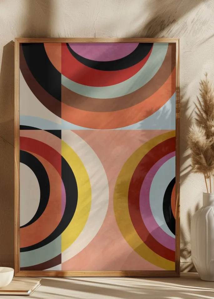 Warm Colors Bauhaus Geometry3 Plakat (21x29.7 cm (A4))