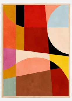 Warm Colors Bauhaus Geometry2 Plakat (21x29.7 cm (A4))