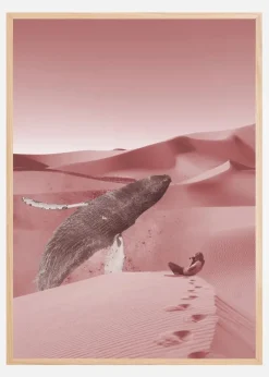 Whale in a pink desert Plakat (21x29.7 cm (A4))