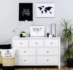 Wine & dine - Sort med Hvidt tryk Plakat (30x40 cm)