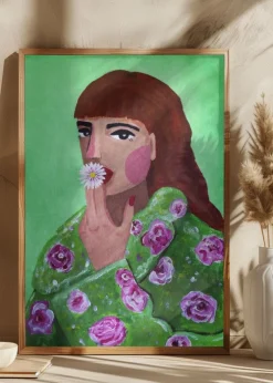 Woman Smoking a Flower Plakat (21x29.7 cm (A4))